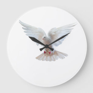 Runde (große) Wand-Uhr des weißen Dove-Bildes Große Wanduhr