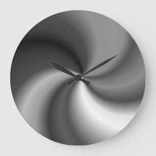 Runde große Wanduhr - Silber und schwarzer Strude