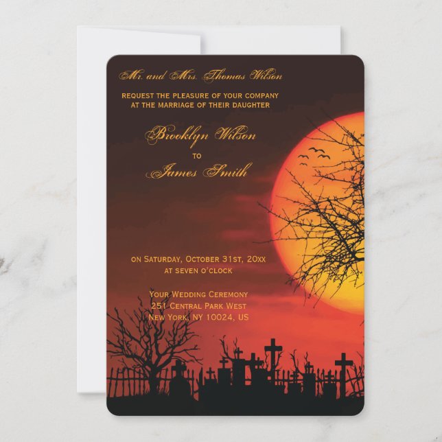Runde Halloween-Hochzeitsnacht Einladung (Vorderseite)