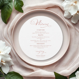Runde Hochzeiten Menü Elegante Kalligrafie Menükarte