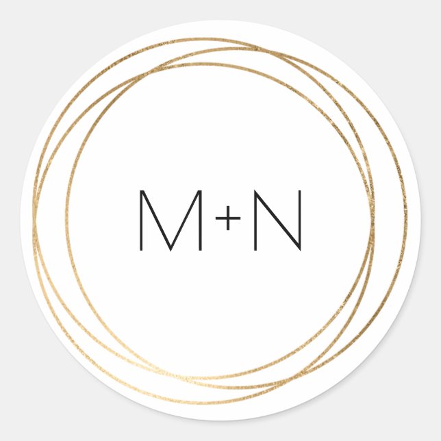 Runde Imitate Gold-Rahmen-Monogramm-Umschlag Aufkl Runder Aufkleber (Vorderseite)