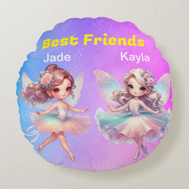 Runde Kissen für die besten Freunde (Vorderseite)