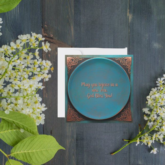 Runde Kupfer-Türkis-Segen-Karte Feiertagskarte (Von Creator hochgeladen)