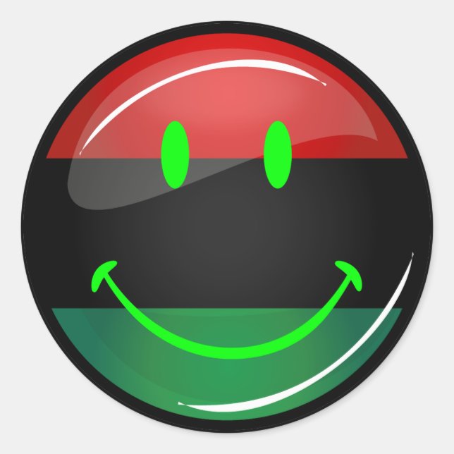 Runde lächelnde Pan-Afrikanische Flagge Runder Aufkleber (Vorderseite)