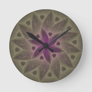 Runde lila Blumen-Wand-Uhr ohne Zahlen Wanduhr
