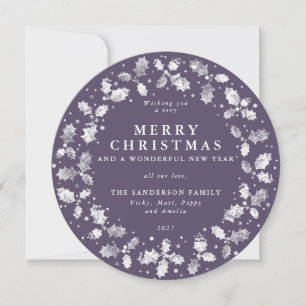 Runde Lila frohe Weihnachten Holly Wreath