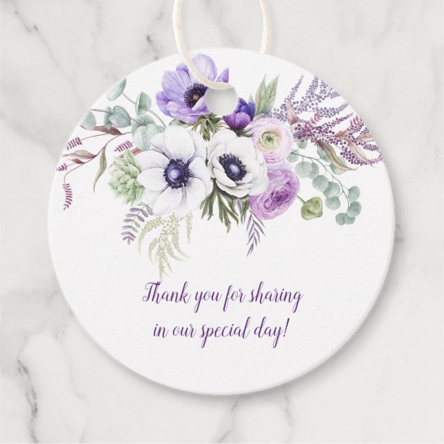 Runde Lila Lavendelhochzeit | Geschenkanhänger (Vorderseite)