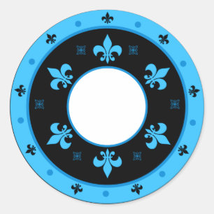 Runde Lilie Aufkleber BLAU & SCHWARZ