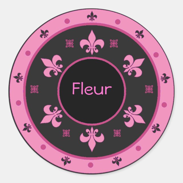 Runde Lilie-Sticker mit anpassbarem Text Runder Aufkleber (Vorderseite)