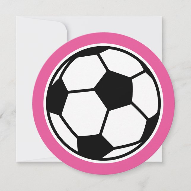 Runde Mädchen Fußball Geburtstagsparty Einladungen (Vorderseite)