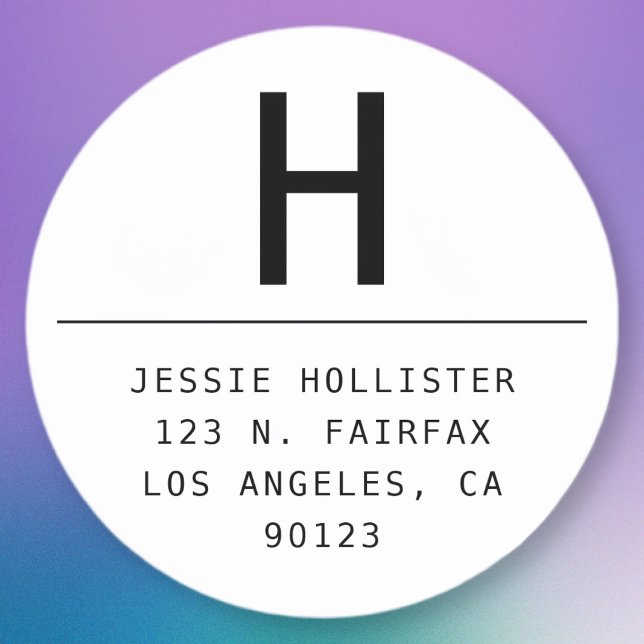 Runde Minimalistische Rücksendeadresse Runder Aufkleber (Von Creator hochgeladen)