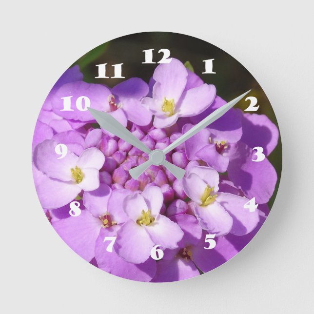 Runde (mittlere) Wand ClockPurple Blüten Wanduhr (Vorderseite)