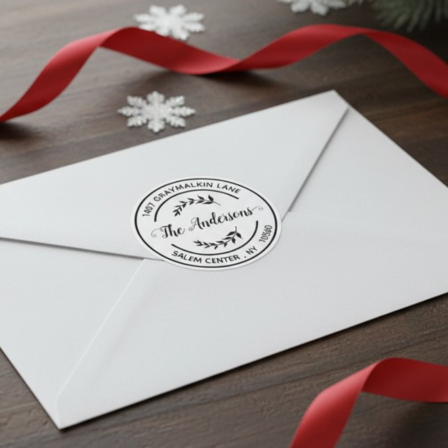 Runde moderne Rücksendeadresse Handgeschriebenes E Runder Aufkleber (Von Creator hochgeladen)