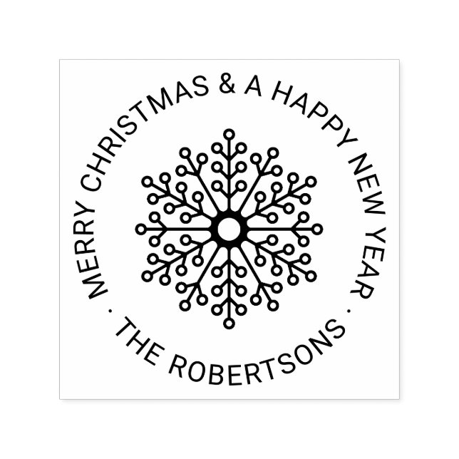Runde moderne Schneeflocke Custom Frohe Weihnachte Permastempel (Design)
