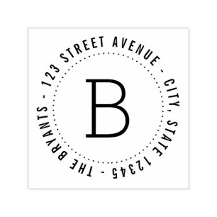 Runde Monogramm-Rücksendeadresse Selbstfarbige Bri Permastempel