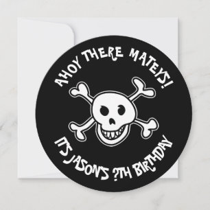 Runde Piratenschädel Geburtstagsparty Einladungen