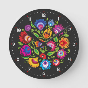 Runde polnische Folklore  Wanduhr