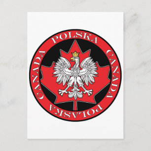 Runde Polska Kanada Leaf Postkarte