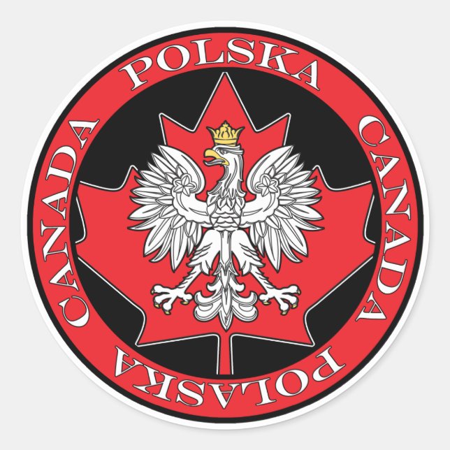 Runde Polska Kanada Leaf Runder Aufkleber (Vorderseite)