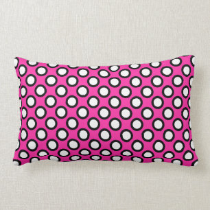 Runde Punkte, Fuchsia, schwarz und weiß Lendenkissen