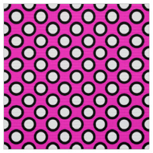Runde Punkte, Fuchsia, schwarz und weiß Stoff