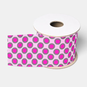 Runde Punkte, Fuchsie, grau und rosa Ripsband