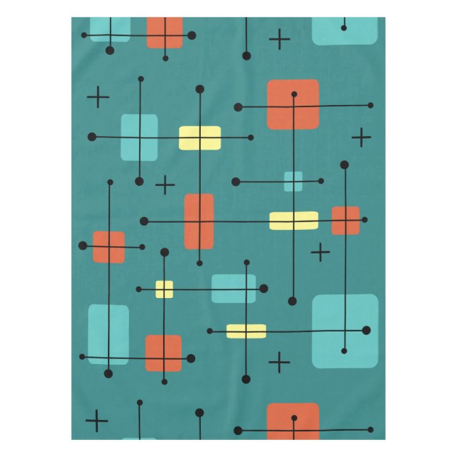 Runde Rechtecke Quadrate Aquamarin Tischdecke (Vorderseite)