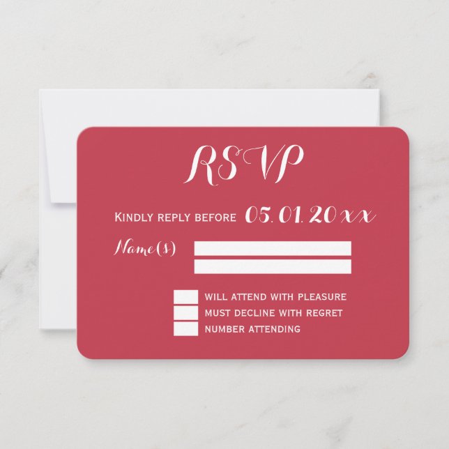 Runde Red Wedding RSVP Karten mit Herz (Vorderseite)