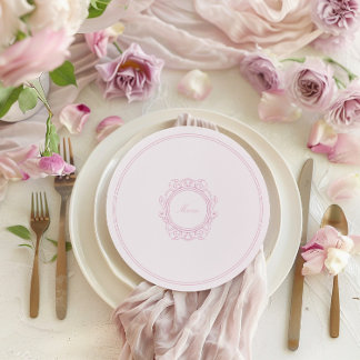 Runde romantische Vintage Rosa Hochzeit Menükarte