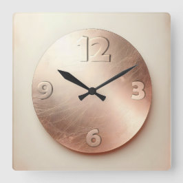 runde Roségoldplatte Quadratische Wanduhr