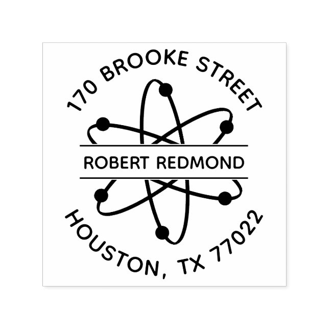 Runde Rücksendeadresse Atom Briefmarke Selbstfärbu Permastempel (Design)
