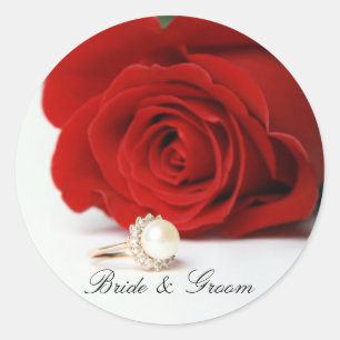 Runde Sticker mit rote Rose