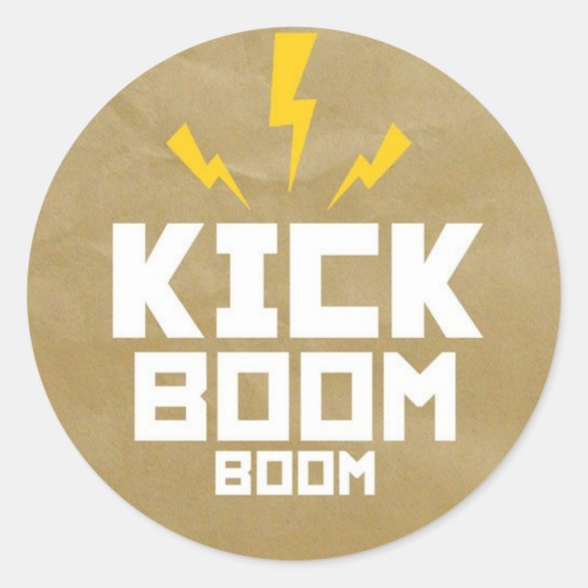 Runde Stickers Kick Boom Boom (Vorderseite)