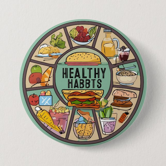 "Runde Strahlung: Verfolgen gesunder Lebensgewohnh Button (Vorderseite)