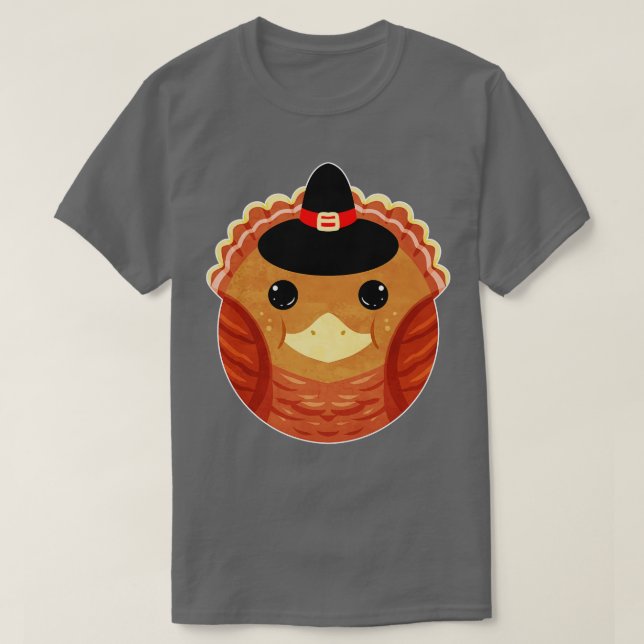 Runde Türkei mit Pilgerhut für Thanksgi T-Shirt (Design vorne)