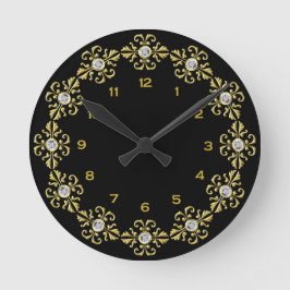 Runde Uhr für Schwarz und Gold