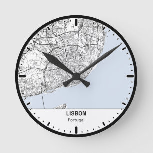 Runde Uhr Lissabon‑Uhr Stadtlinienkunst