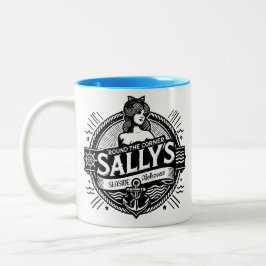 Runde um das Ecke Sally's Seaside Alehouse Zweifarbige Tasse