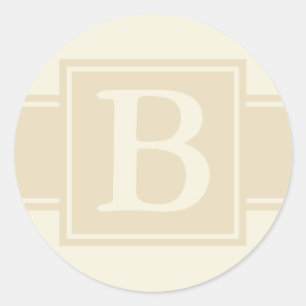 Runde Umschlag Aufkleber mit Monogram - Ecru & Cre