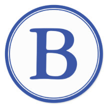 Runde Umschlag Aufkleber mit Monogramm - Blau und