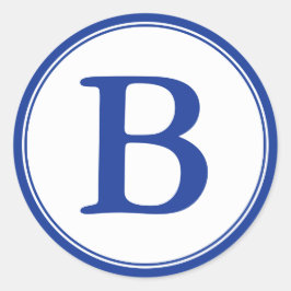 Runde Umschlag Aufkleber mit Monogramm - Blau und