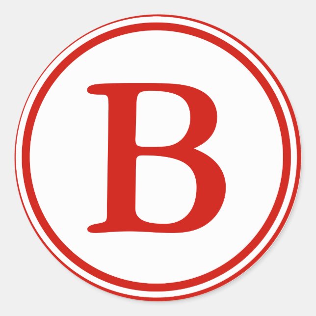 Runde Umschlag Aufkleber mit Monogramm - Rot und W (Vorderseite)