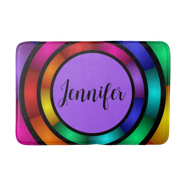 Runde und psychedelische Farben Name des modernen  Badematte (Vorderseite)