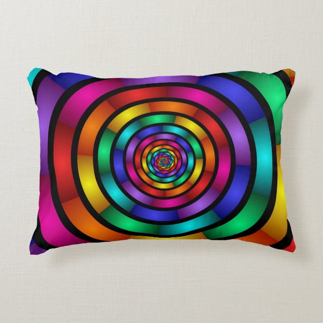 Runde und psychedelische Fraktal Kunst Dekokissen (Vorderseite)