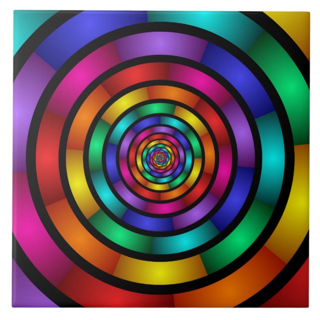 Runde und psychedelische Fraktal Kunst Fliese (Vorderseite)