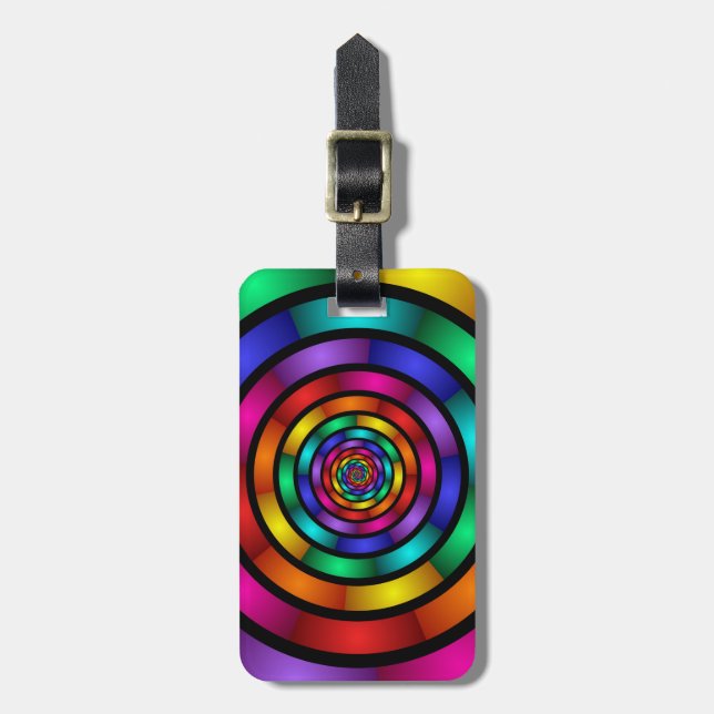 Runde und psychedelische Fraktal Kunst Gepäckanhänger (Vorderseite vertikal)