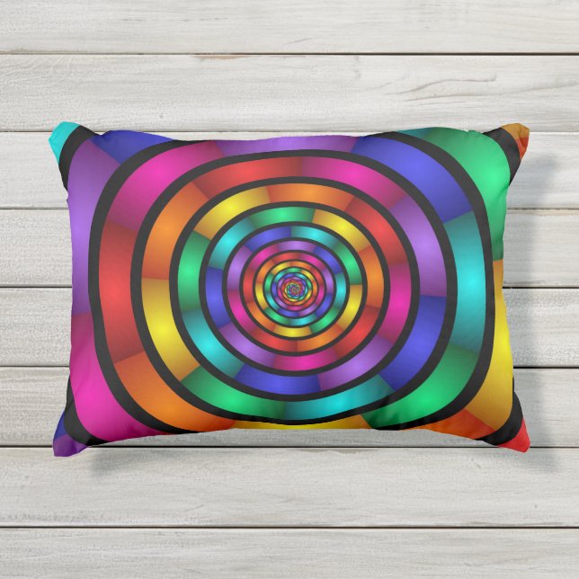 Runde und psychedelische Fraktal Kunst Kissen Für Draußen (Vorderseite)