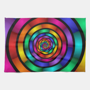 Runde und psychedelische Fraktal Kunst Küchentuch