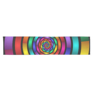 Runde und psychedelische Fraktal Kunst Kurzer Tischläufer