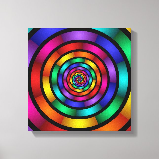 Runde und psychedelische Fraktal Kunst Leinwanddruck (Vorderseite)